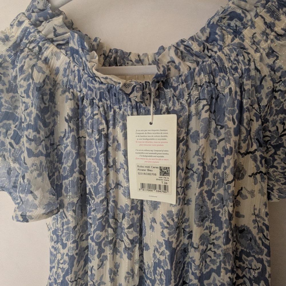 Sezane Floral Ceres Dress Alcazar Blue NWT - Picture 4 of 6